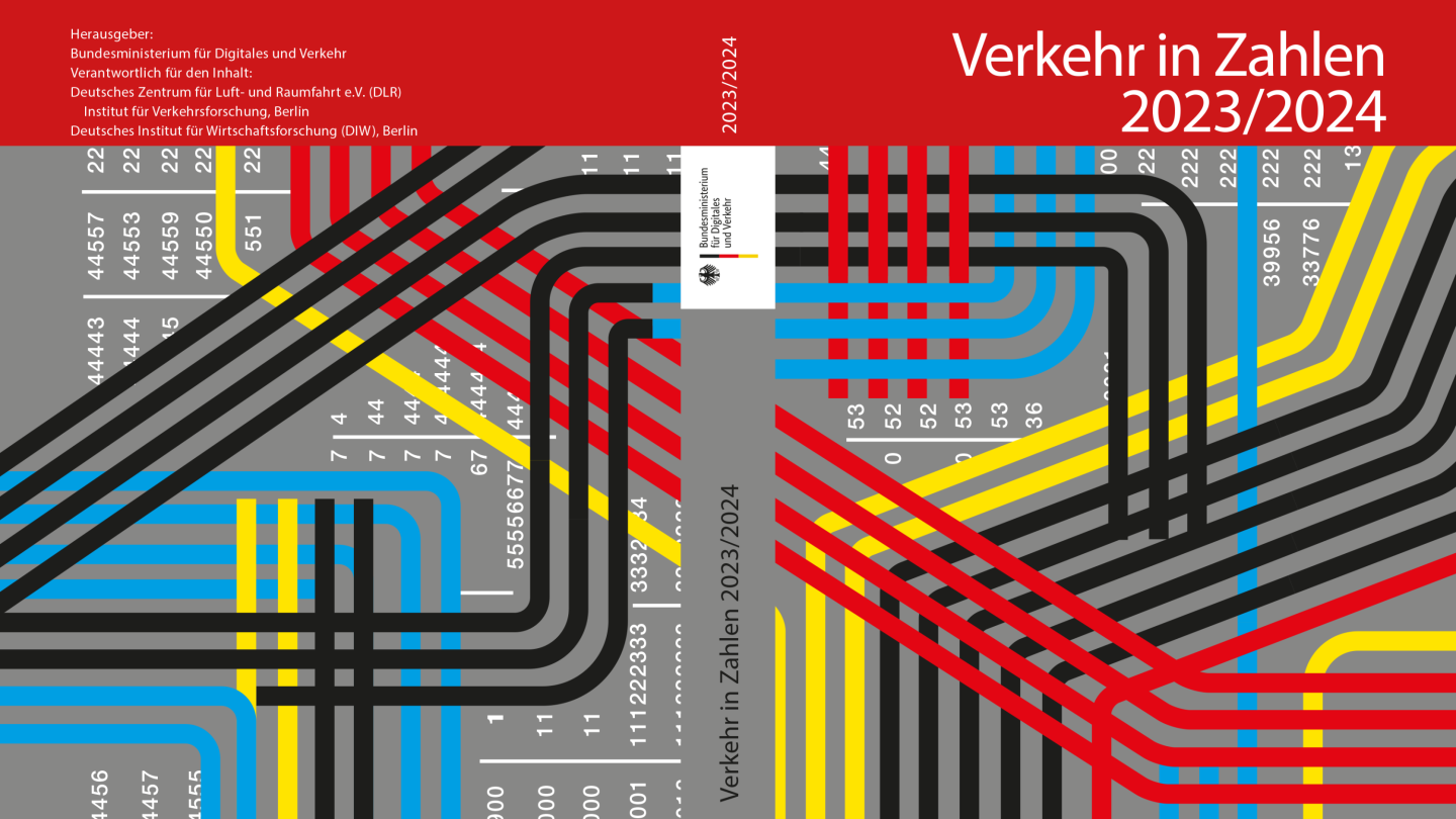 Das Cover von Verkehr in Zahlen der Ausgabe für den Zeitraum 2023 bis 2024.