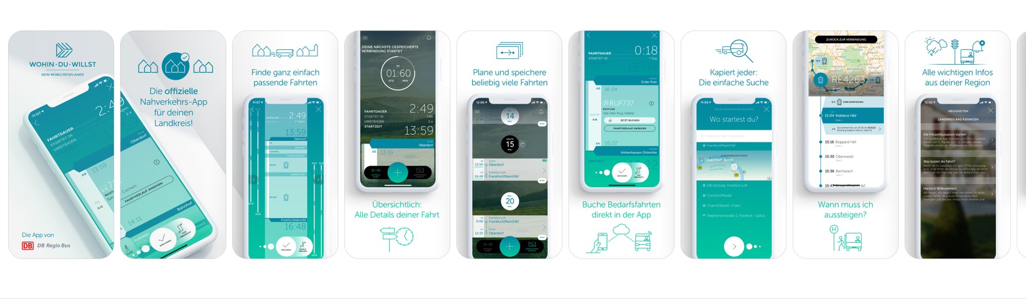 Zu sehen ist eine Grafische Darstellung zu einer App der Deutschen Bahn.