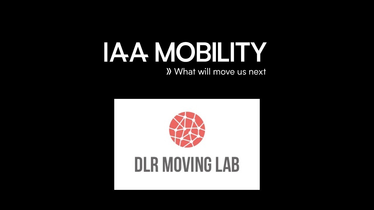 Zu sehen ist das Poster der IAA Mobility 2021 und dem Moving Lab des DLR
