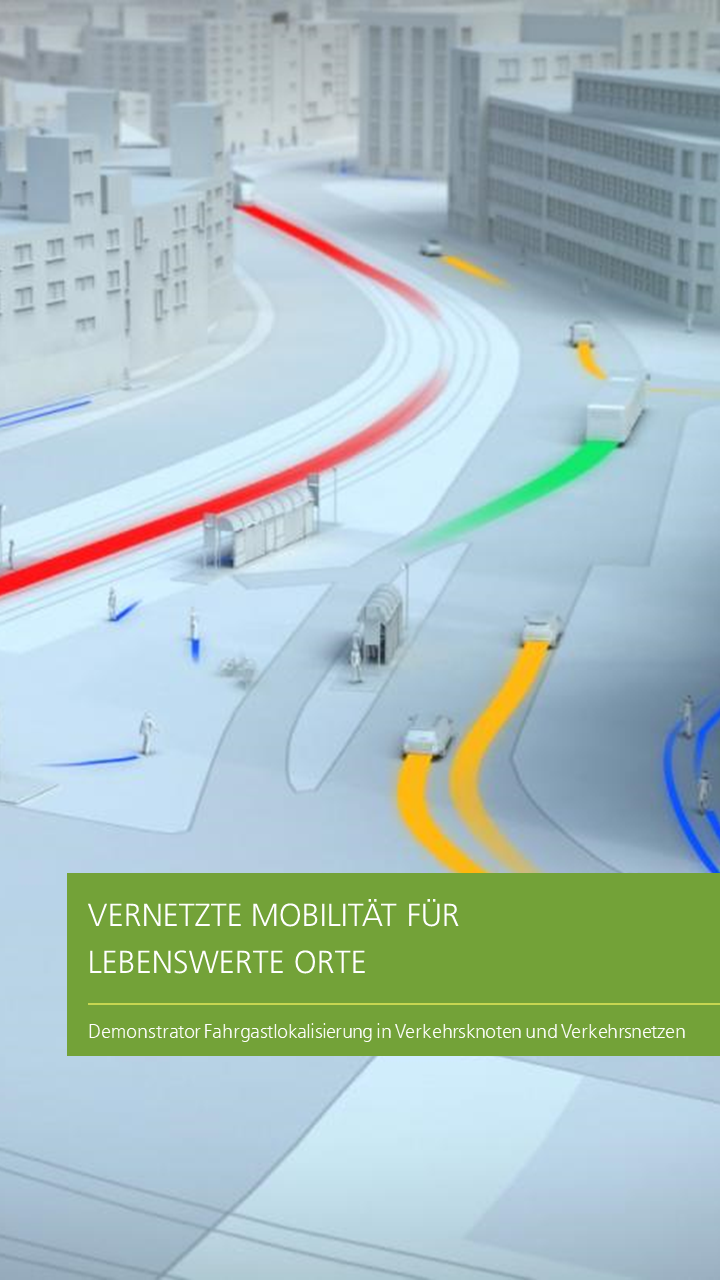 Mehrere unterschiedliche Verkehrsträger auf einem Straßenabschnitt. Sie sind durch unterschiedliche Farben markiert.