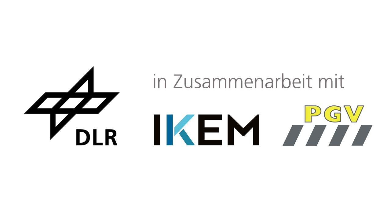 Zu sehen sind die Logos vom Deutschen Zentrum für Luft- und Raumfahrt, sowie dem IKEM und PGV