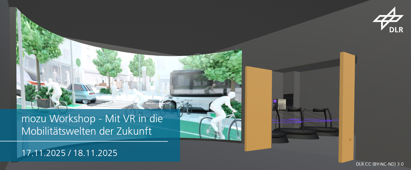 Ein 3D Modell von zwei Räumen, in dem einen steht eine Videowall. Durch die Türen kann man in den zweiten Raum VR Stationen erkennen.