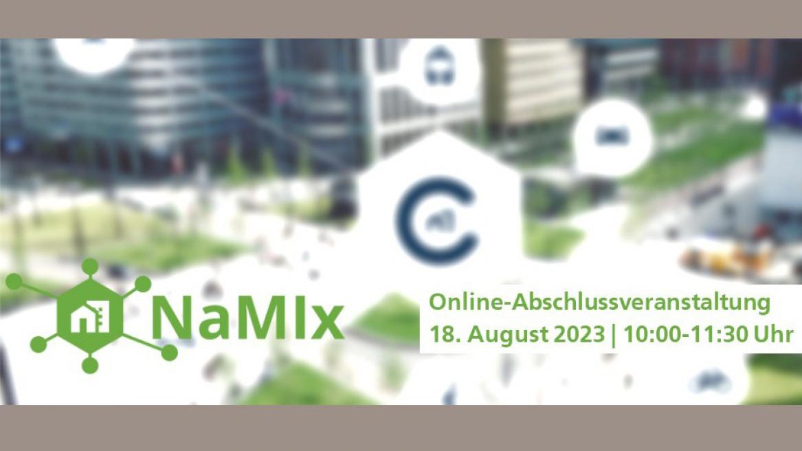 Zu sehen ist ddas Logo und Titelbild zur Abschlussveranstaltung des Projekts NaMix.