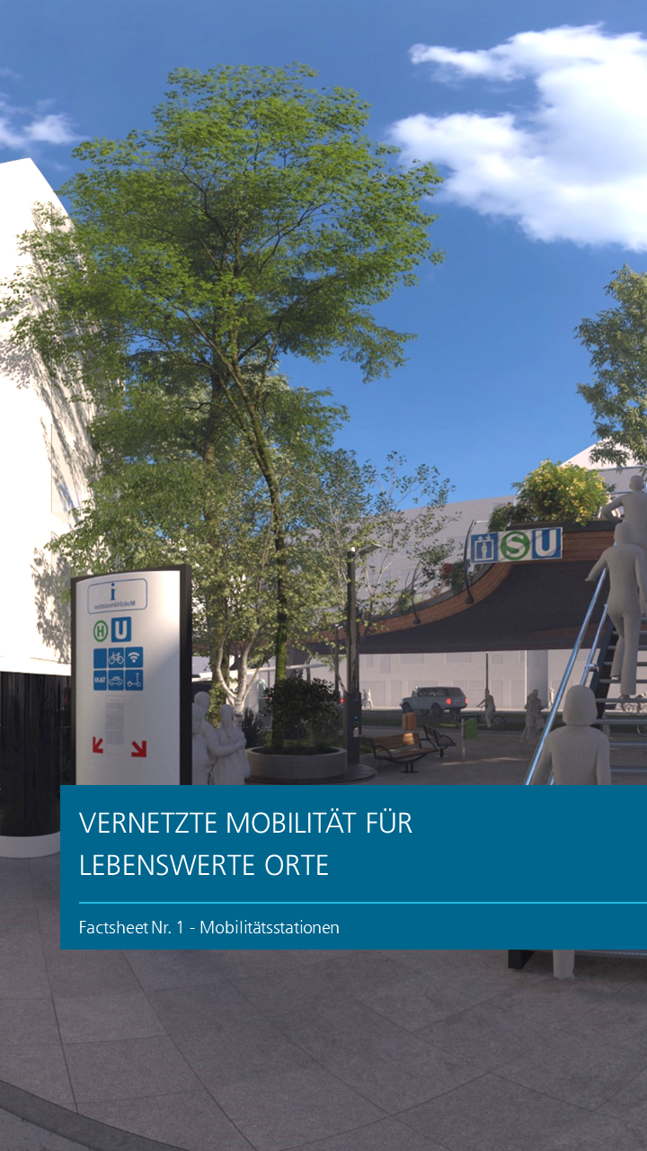 Eine Mobilitätsstation in einer zukünftigen Stadt
