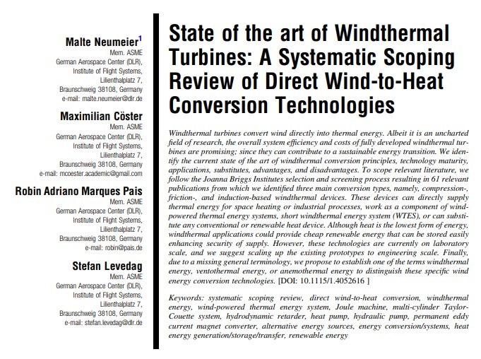 Vorschaublid Artikel: State of the art of Windthermal Turbines