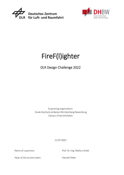 Vorschaubild: DLR Design Challenge 2022 - Bericht – DHBW Ravensburg FireF(l)ighter
