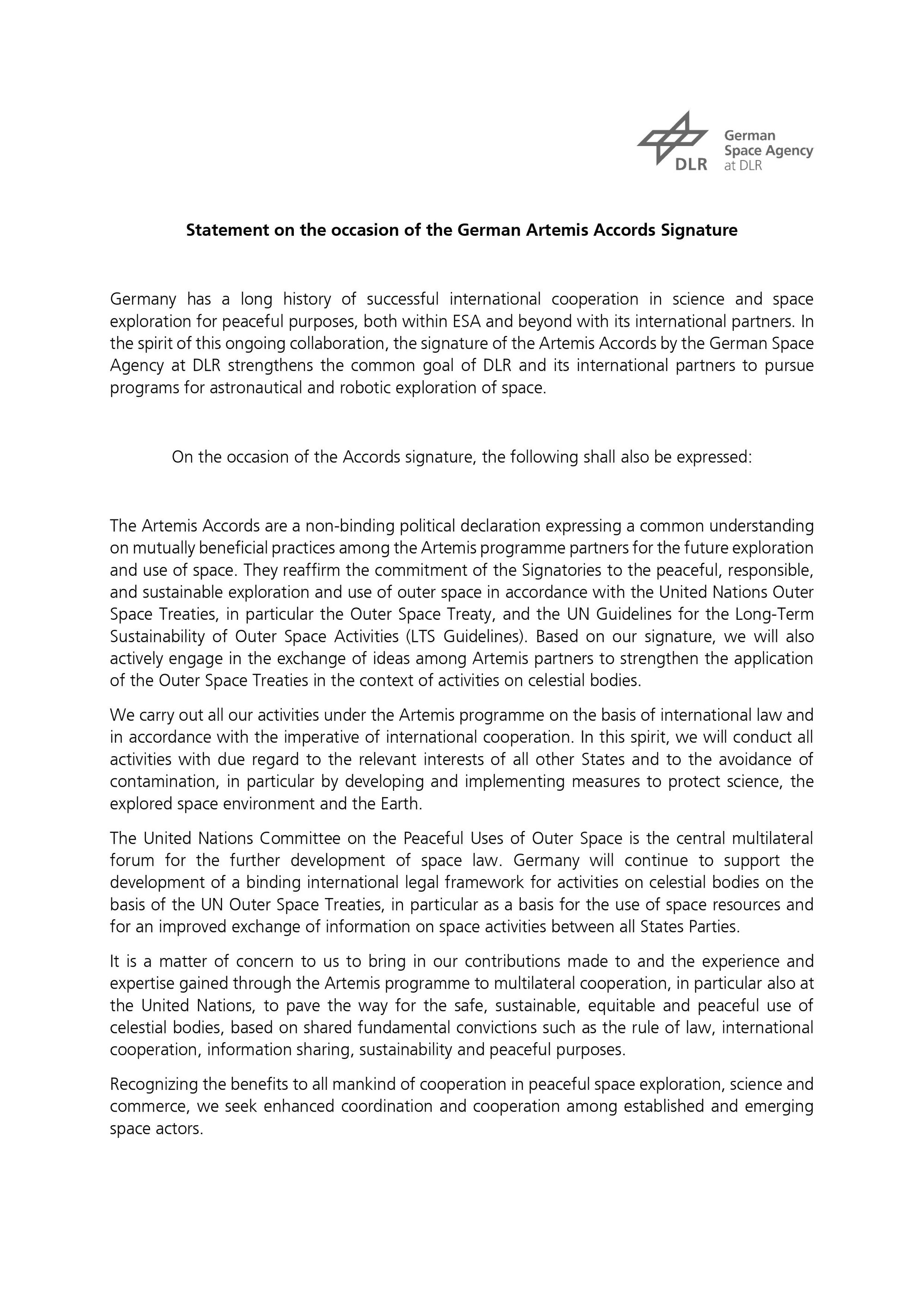 Vorschaubild: Deutschland unterzeichnet die Artemis Accords