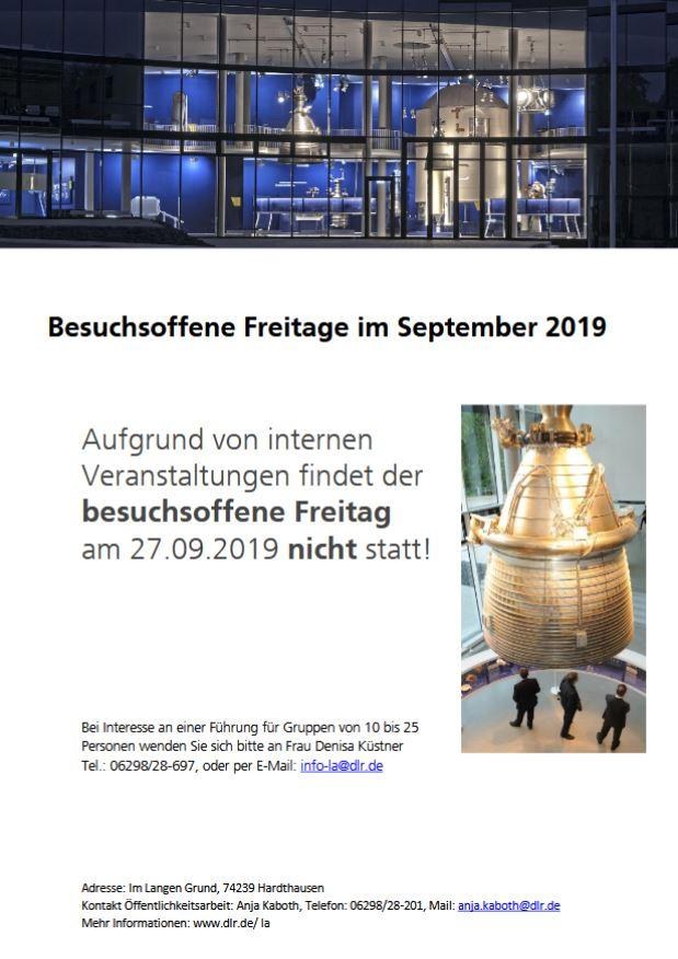 Cover: Besuchsoffene Freitage im September 2019