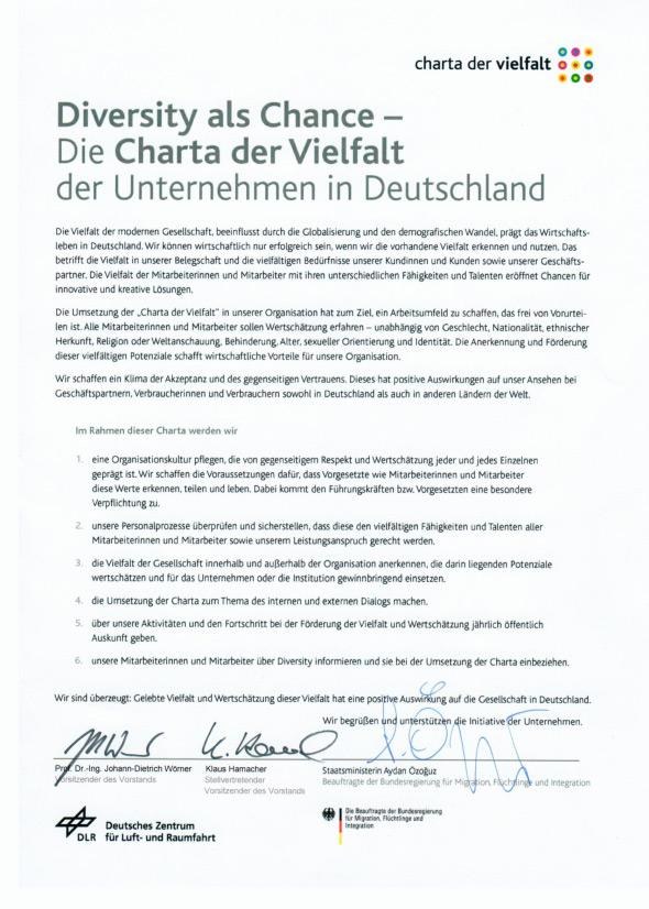 Unterzeichnung der "Charta der Vielfalt"
