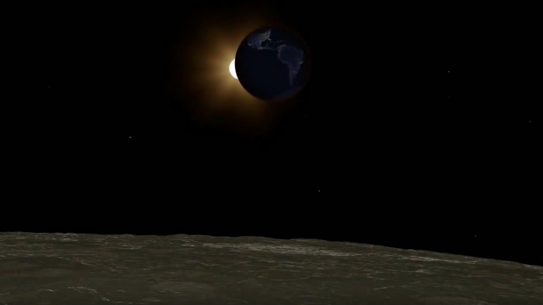 Stefan Meyer - Standbild - Video: MONDFINSTERNIS VOM MOND AUS GESEHEN-LUNAR ECLIPSE MOONVIEW