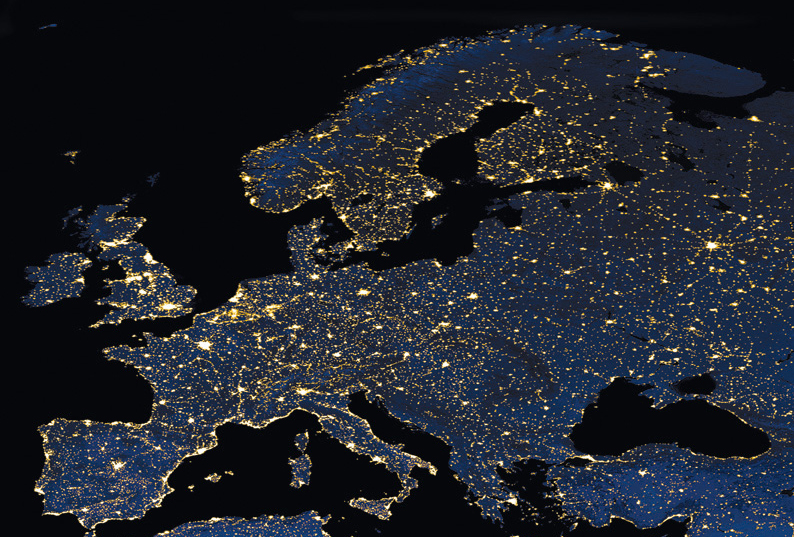 Europa bei Nacht aus dem All