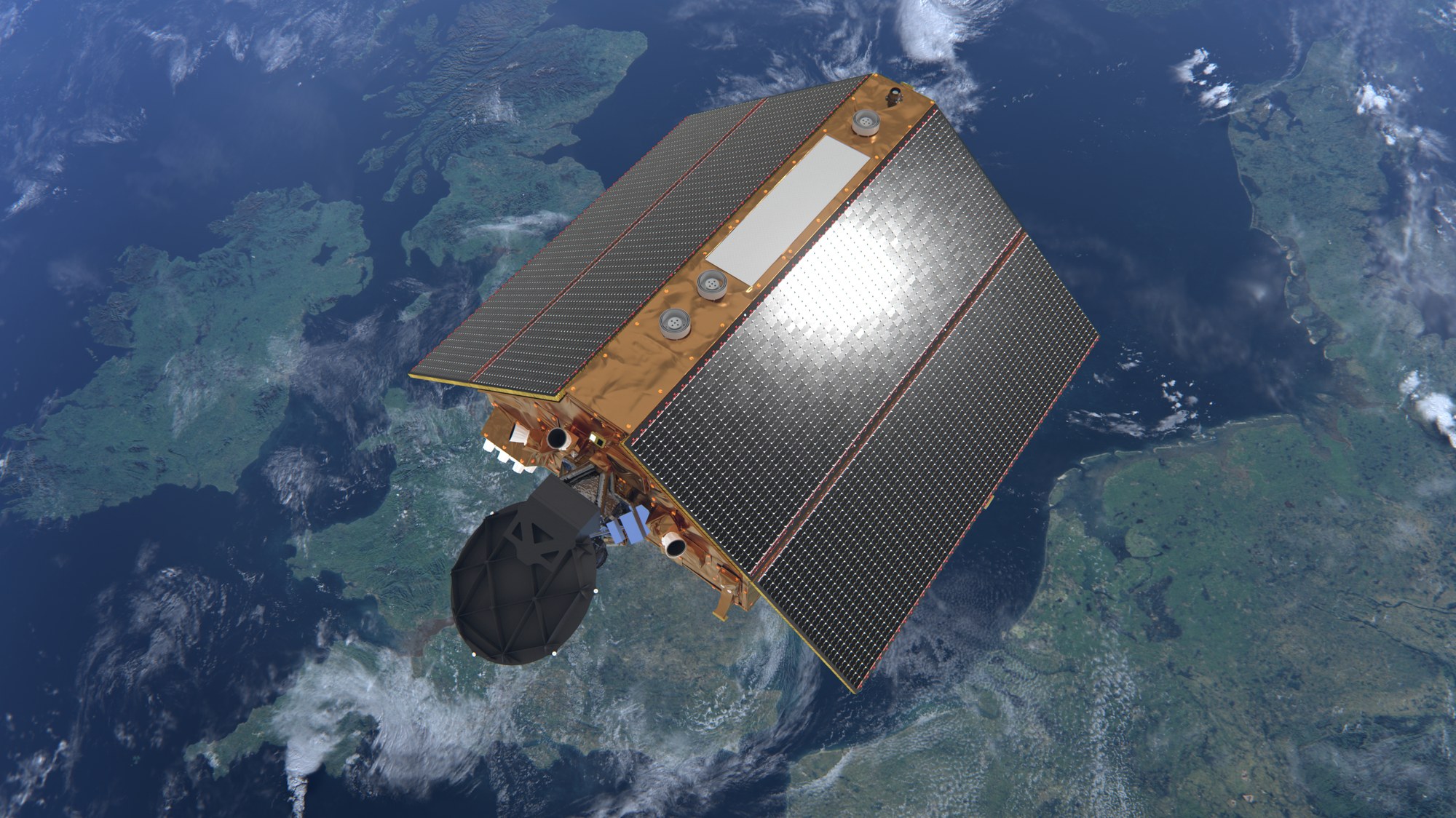 Sentinel-6-Satellit über Nordeuropa