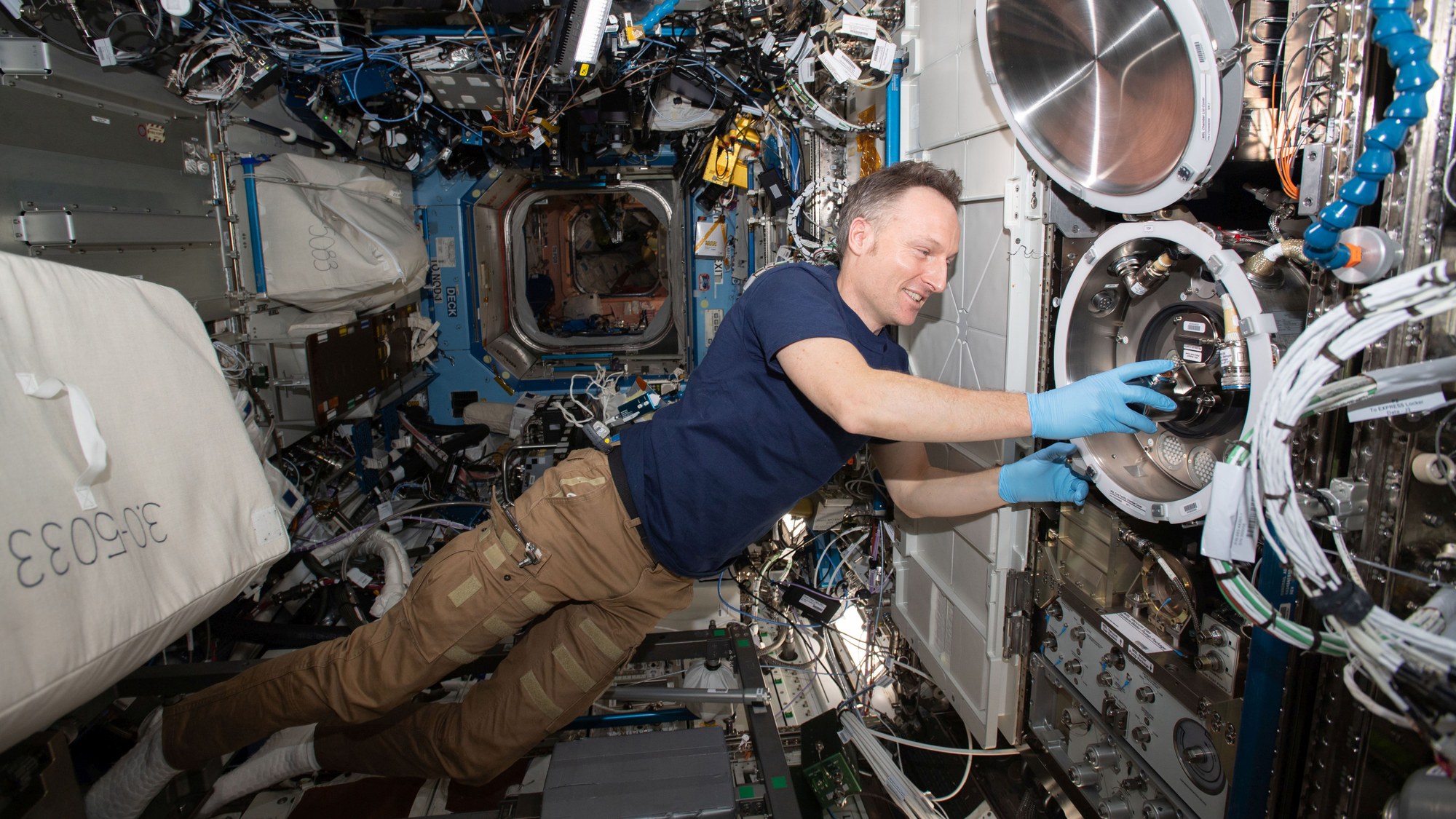 ESA astronaut Matthias Maurer at the European Materials Science Lab