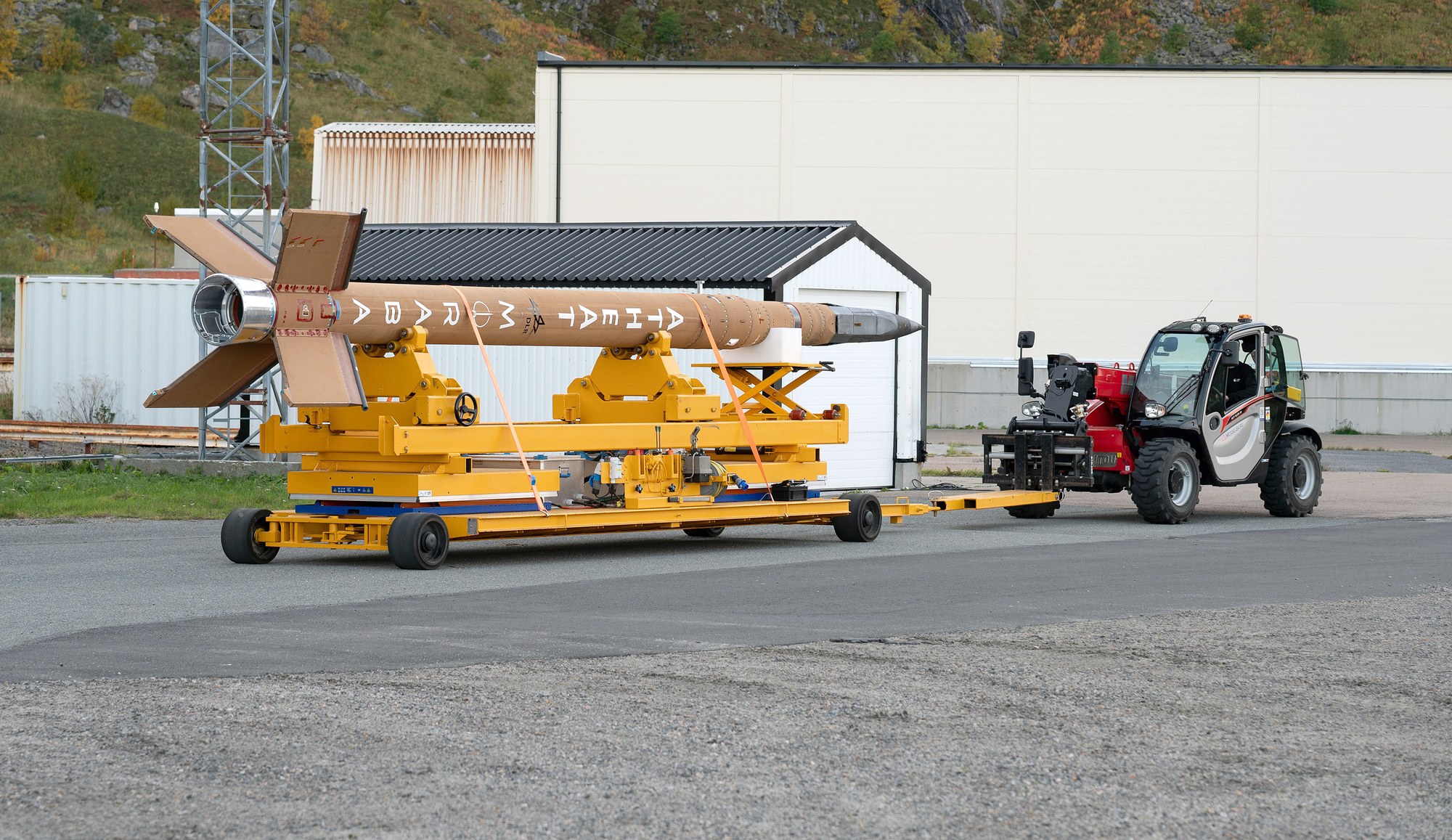 Rollout of the ATHEAt payload and second stage to the launch site