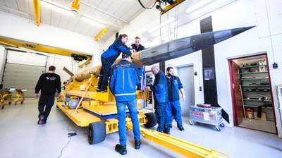 Final assembly of ATHEAt before roll-out to the launch pad