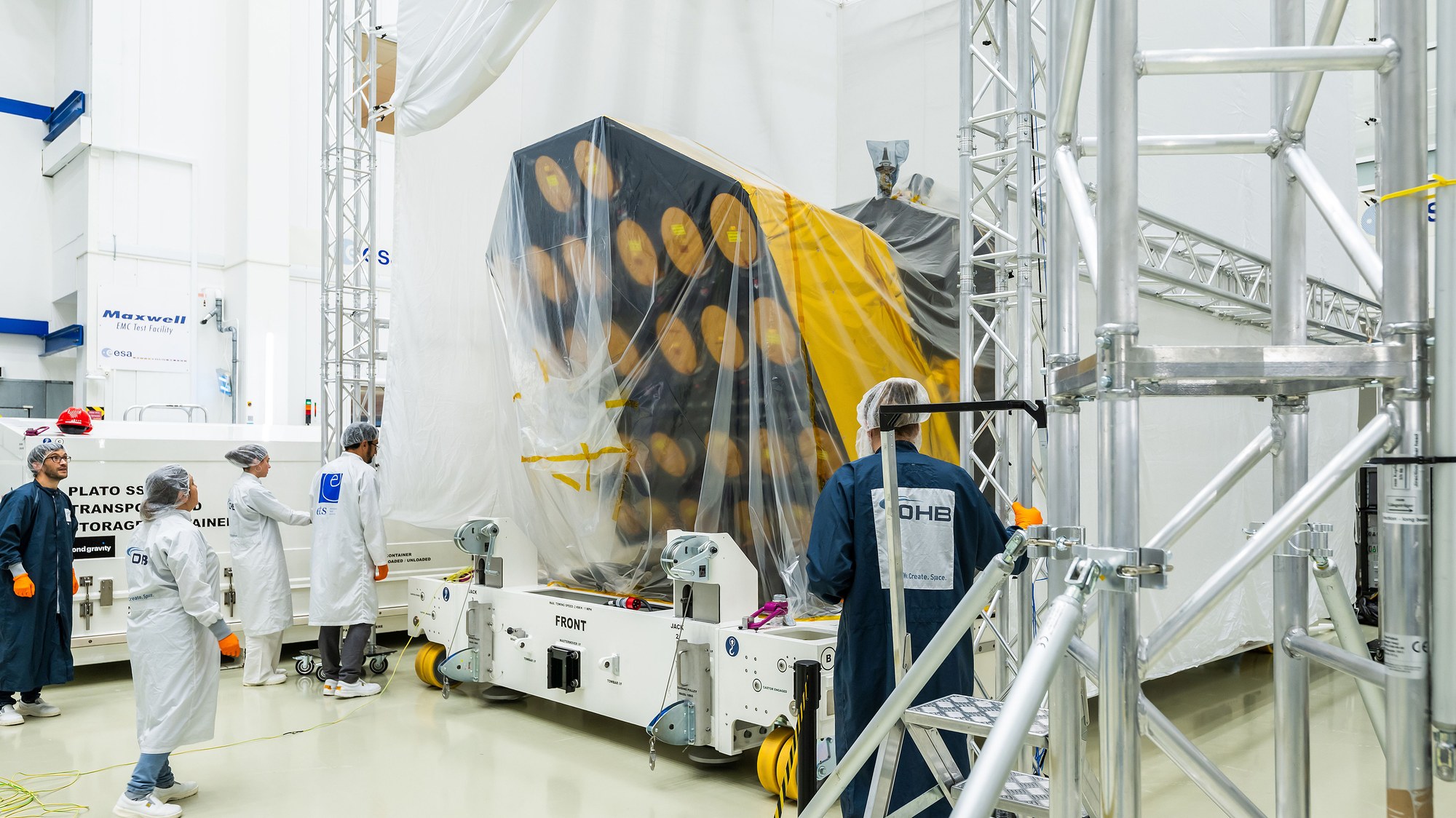 The spacecraft is covered with a protective film