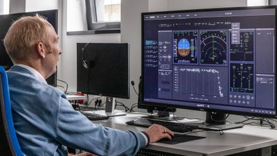 Pilot at the newly developed workstation for remote co-pilots