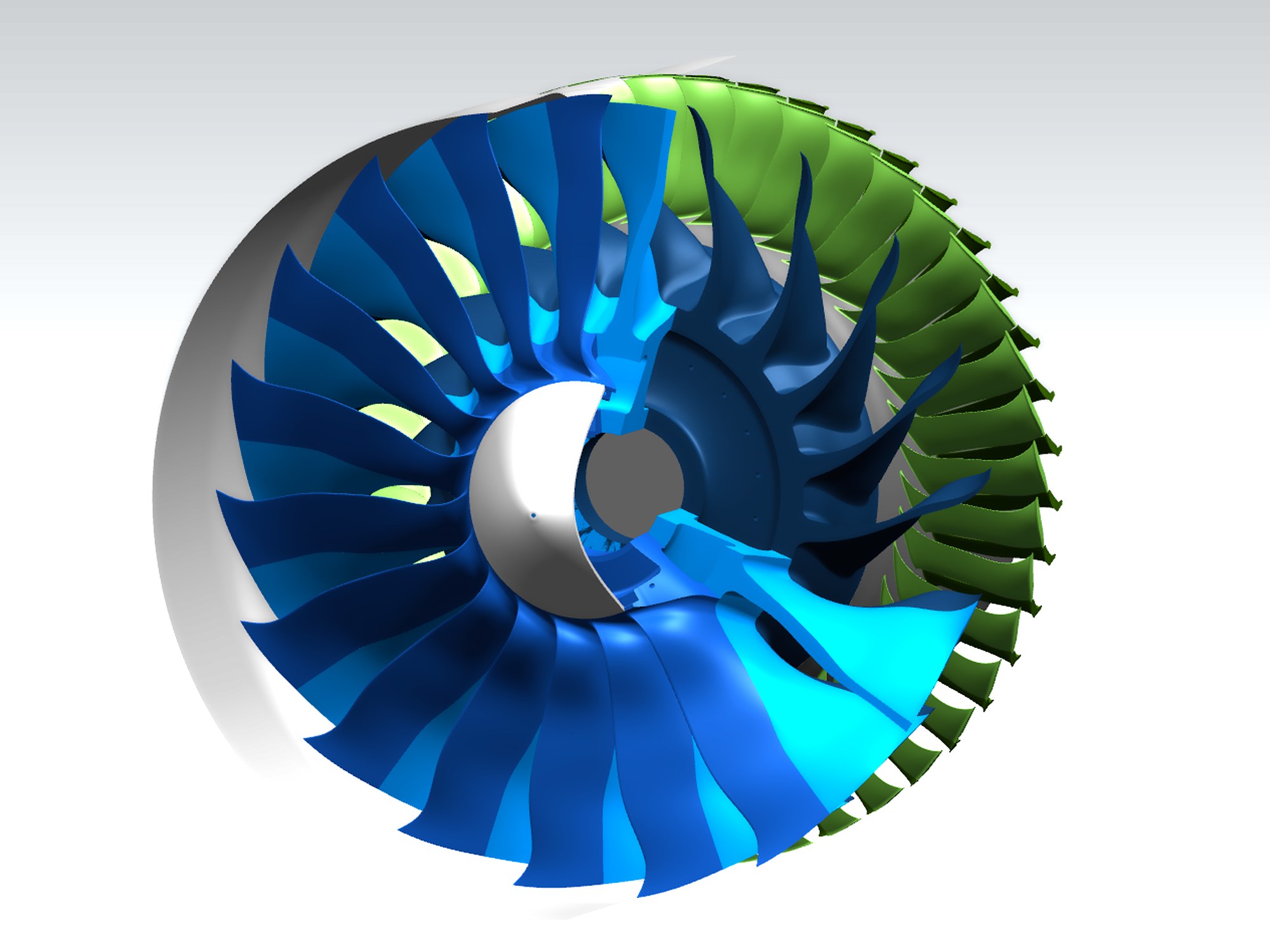 View of the three plate segments of the rotor