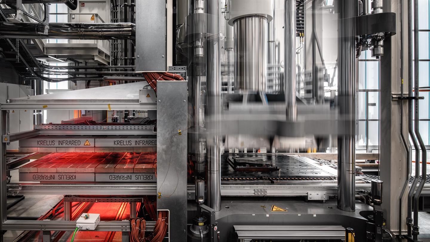 The composite hot press in action