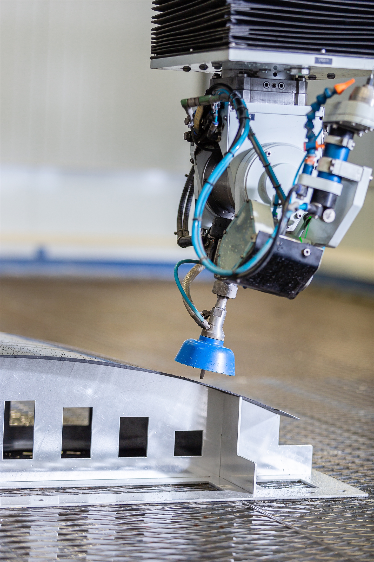 Test run for 3D jet cutting process