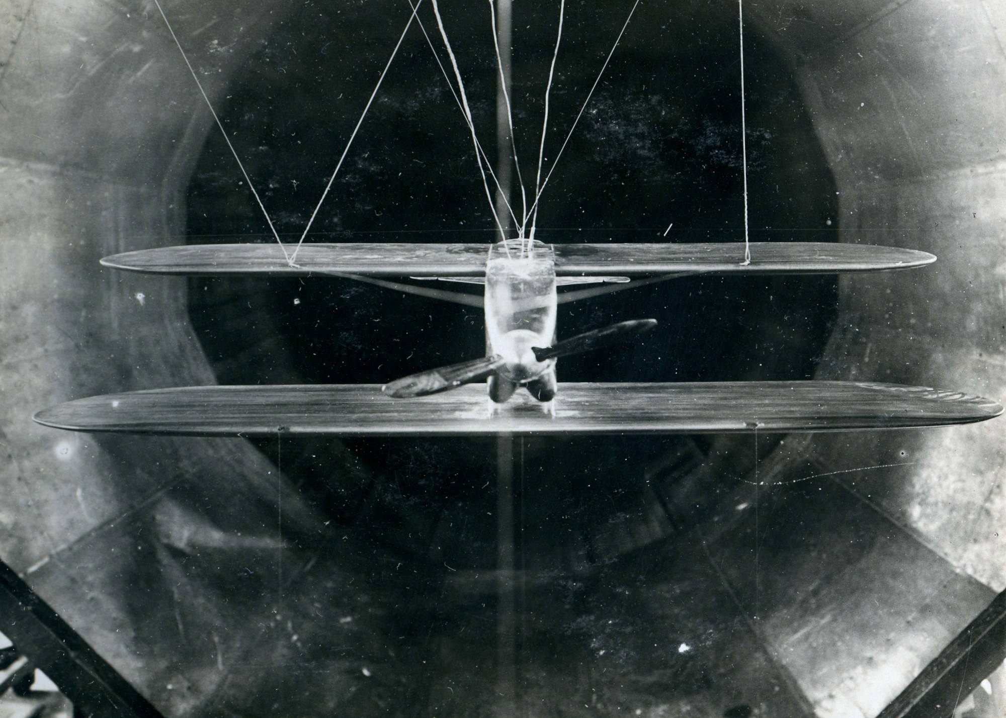 Model of a biplane in the Göttingen wind tunnel