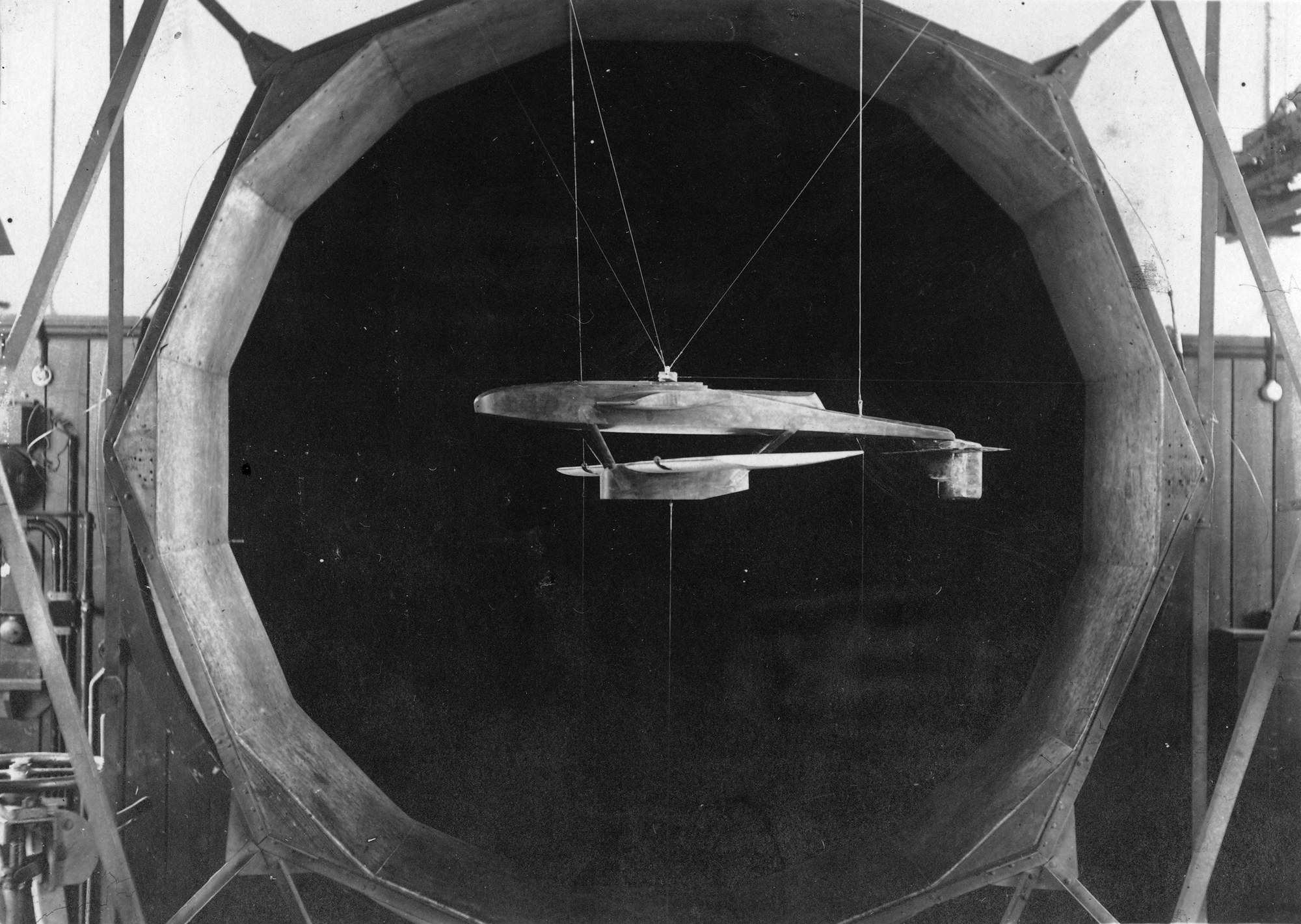Flying boat model in Wind Tunnel I at the AVA in Göttingen