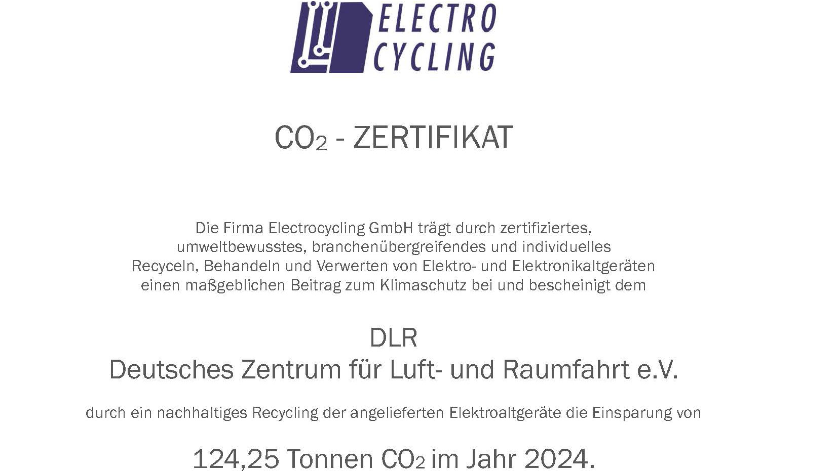 Preview image CO₂ certificate DLR 2024