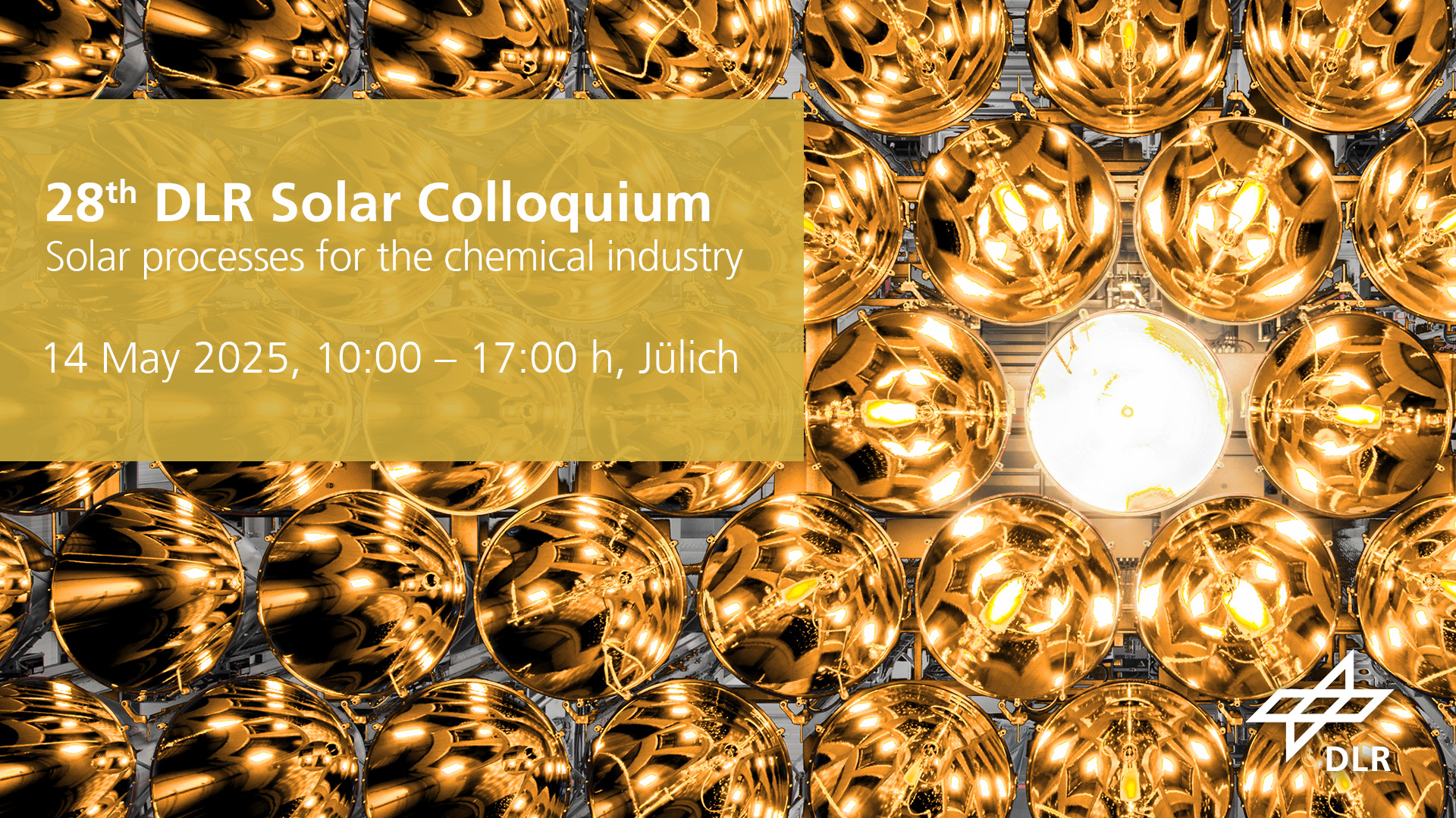 Cover picture of the DLR Solar Colloquium 2025 with the golden radiators of the Synlight solar simulator