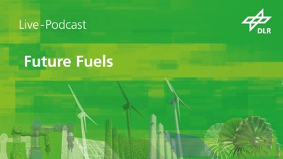 A green event graphic for the future fuels live podcast at this year's Hannover Messe