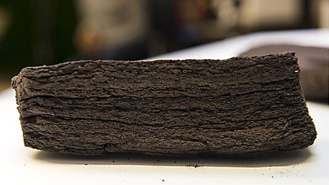A building block made of lunar sand developed in the Regolight project using a 3D printing process.