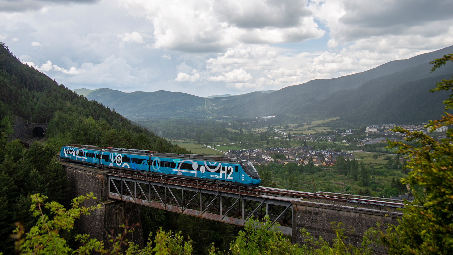 Train on a bridge