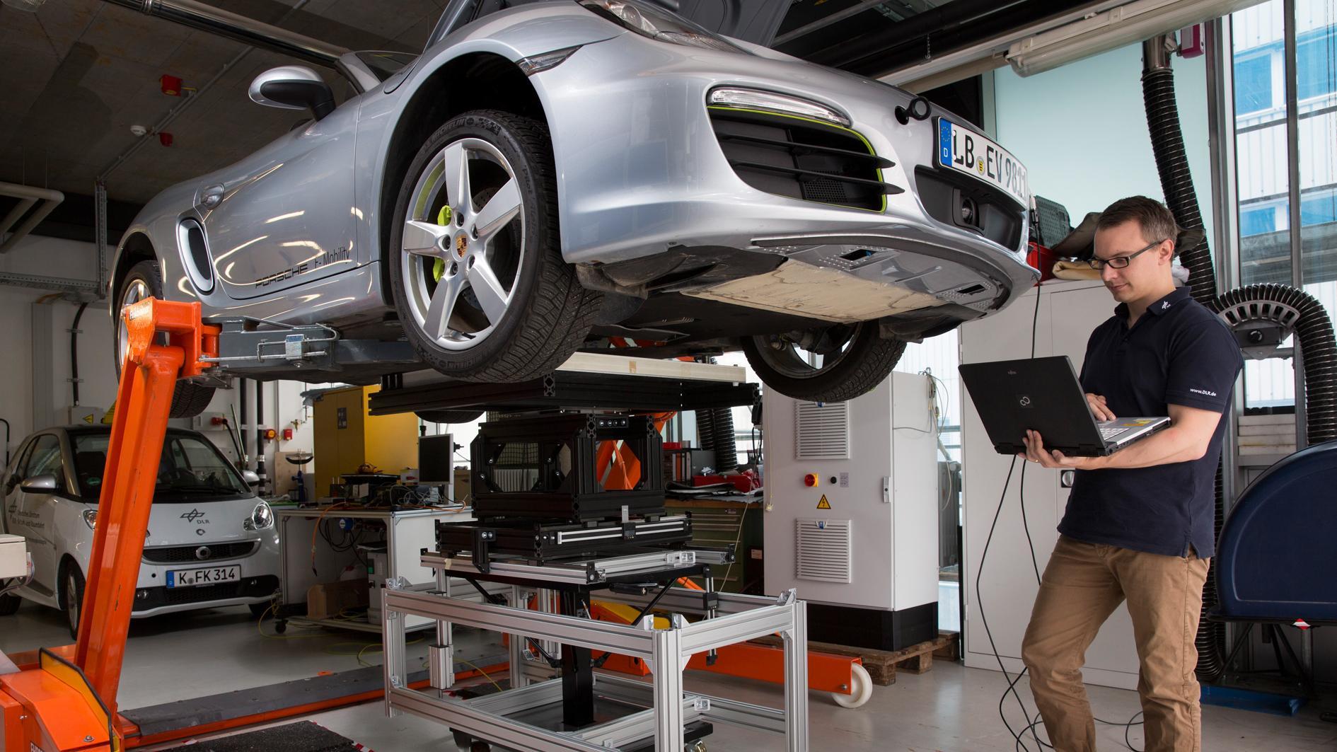 Vehicle on a test bench