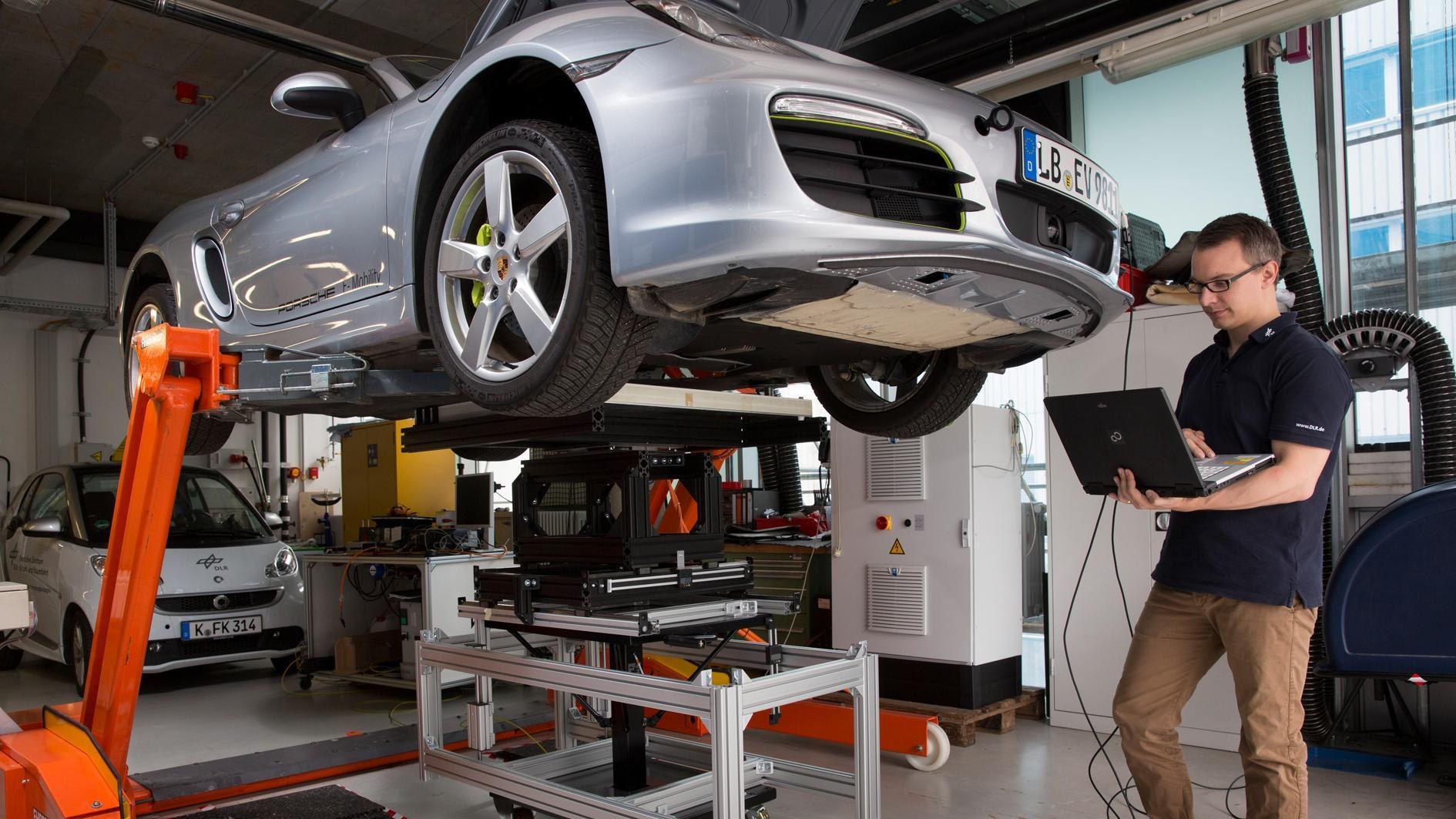 Vehicle on a test bench