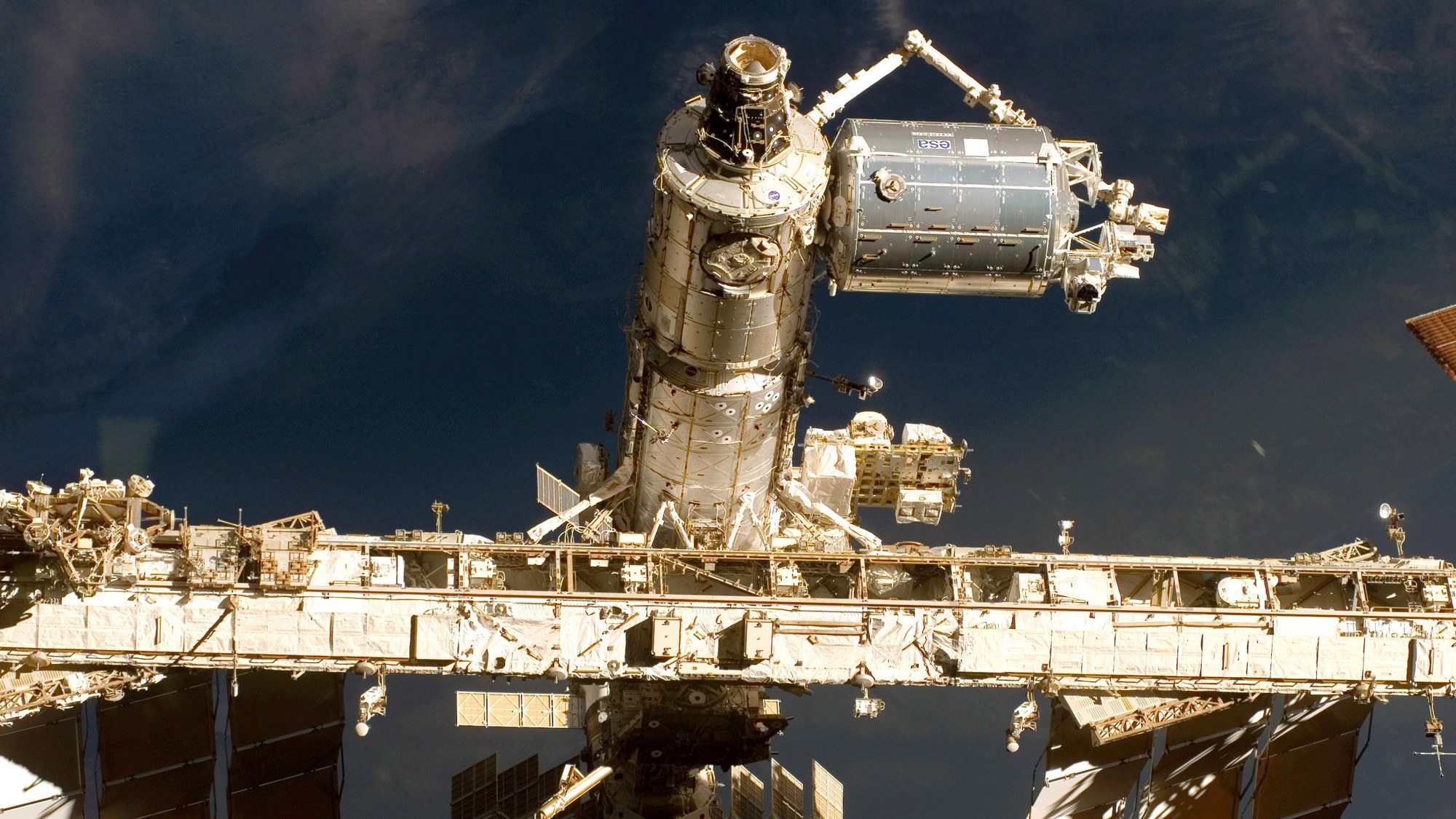 The European space laboratory Columbus is part of the ISS