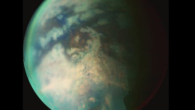 Titan - Saturn's moon with hydrocarbon lakes under a dense atmosphere