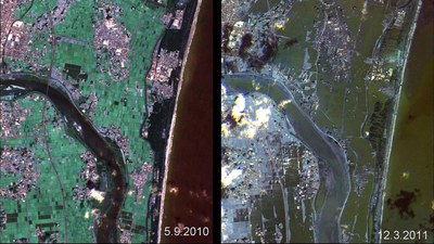 Destruction caused by Japan tsunami – before and after comparison