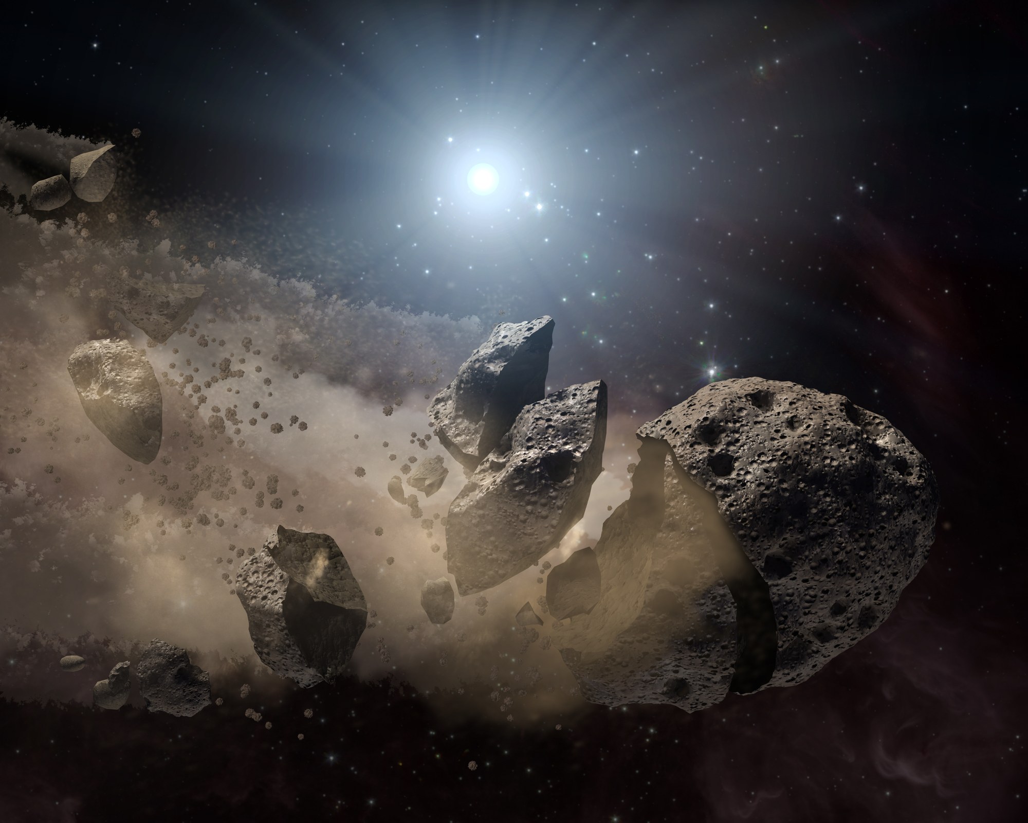 Asteroid broken into pieces, artist’s impression