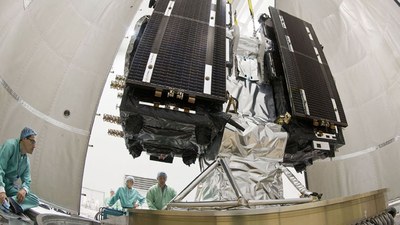 Galileo satellites on dispenser