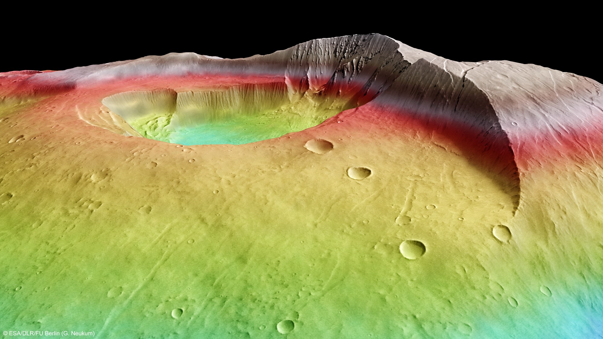 Perspective view from the north east to the summit of Tharsis Tho