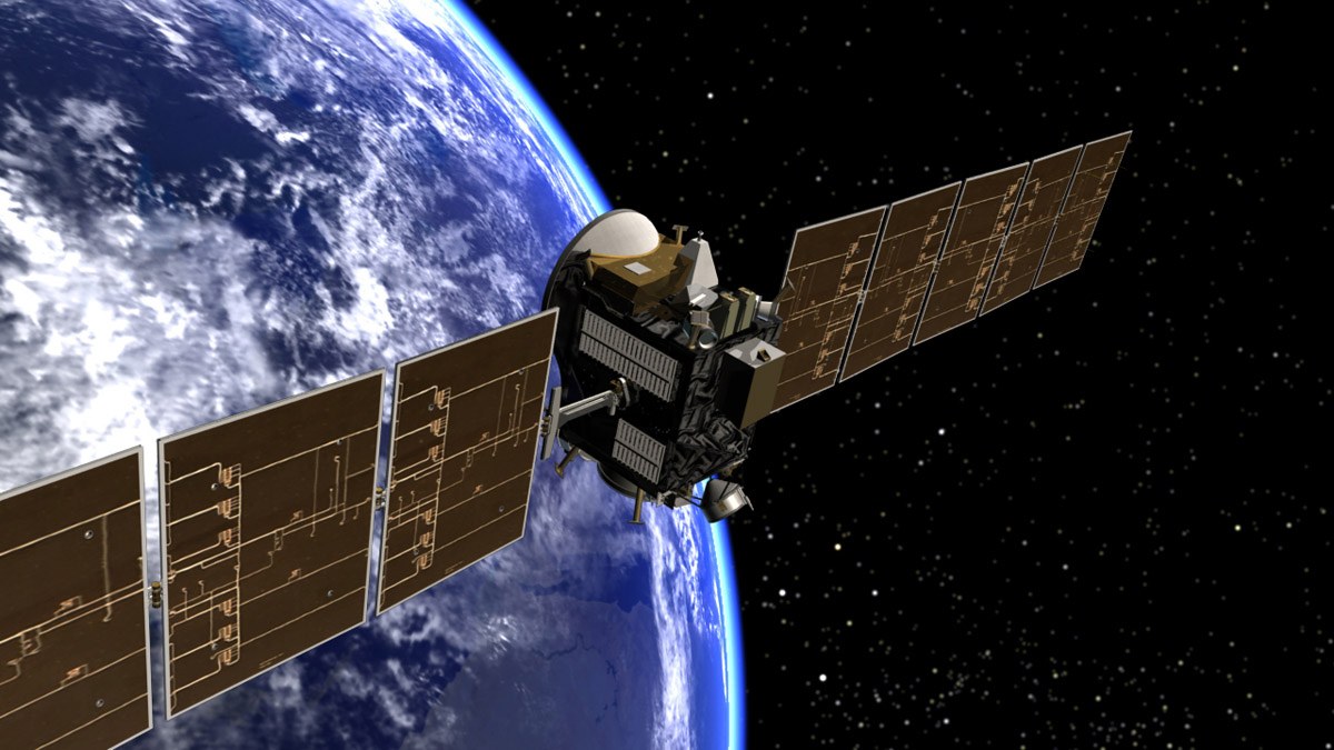 The Dawn spacecraft leaving Earth orbit