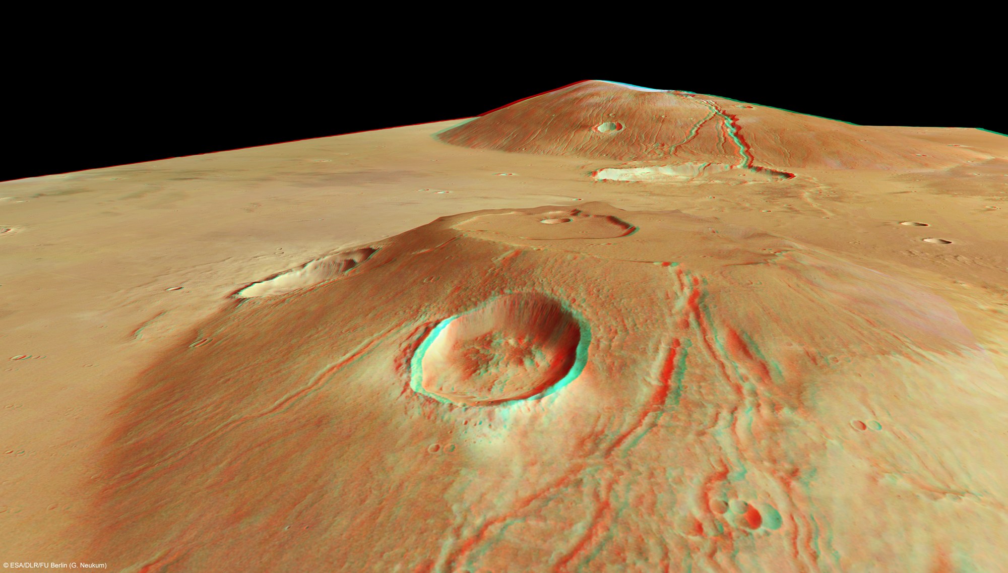 Ceraunius Tholus and Uranius Tholus in perspective