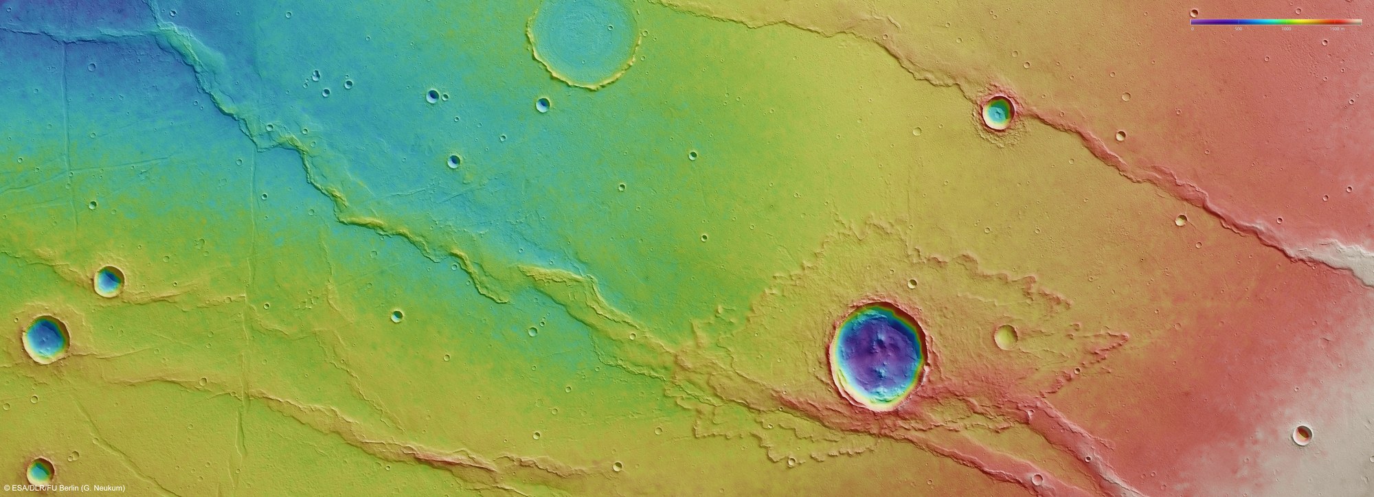 Topographic HRSC map of the Melas Dorsa region