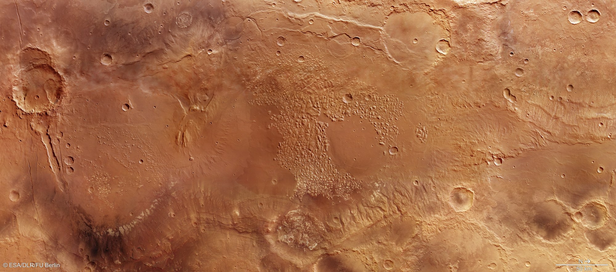 Colour plan view of the Atlantis basin and its surroundings