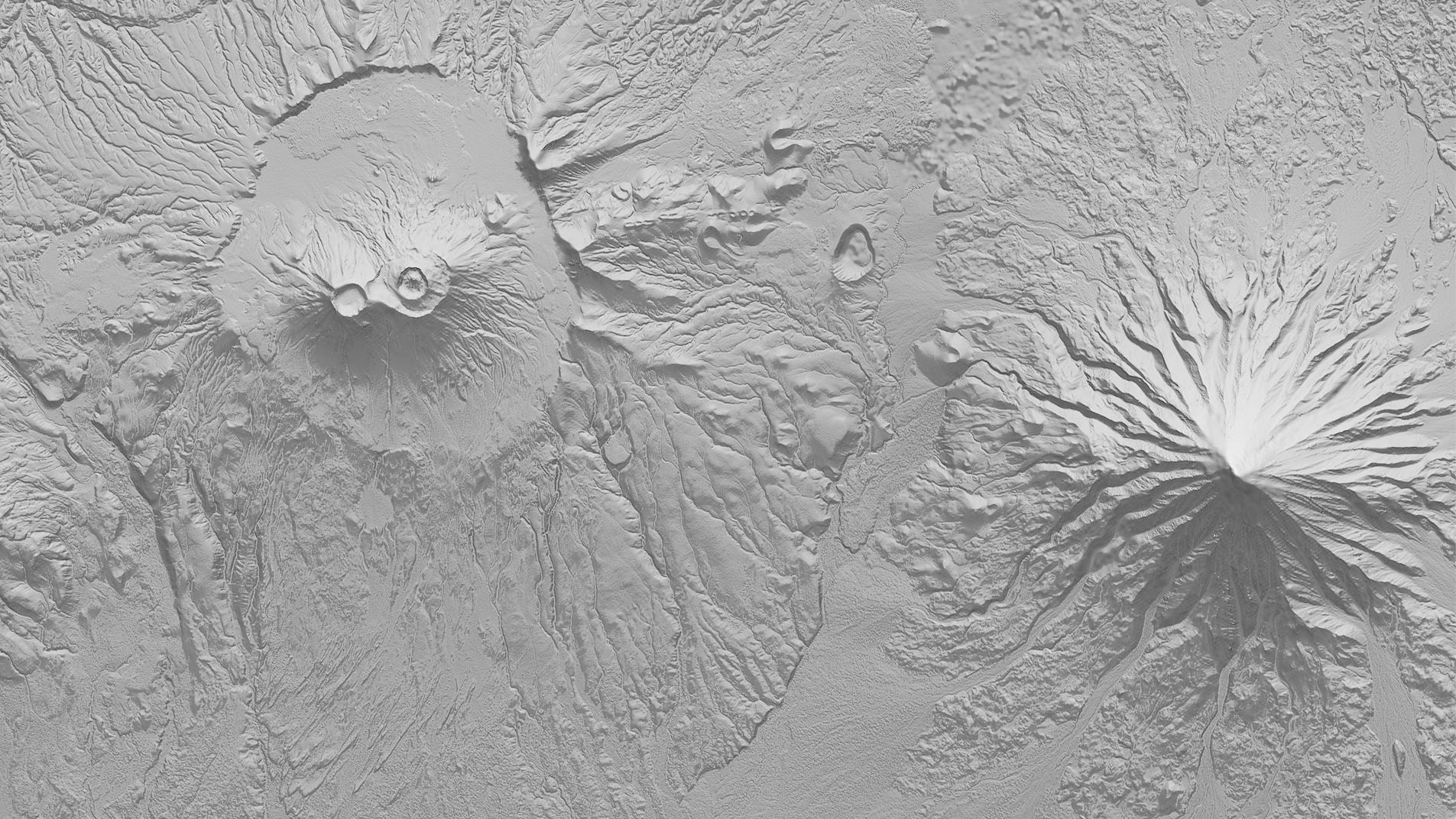 Elevation models of the volcanoes on the Russian Kamchatka Peninsula