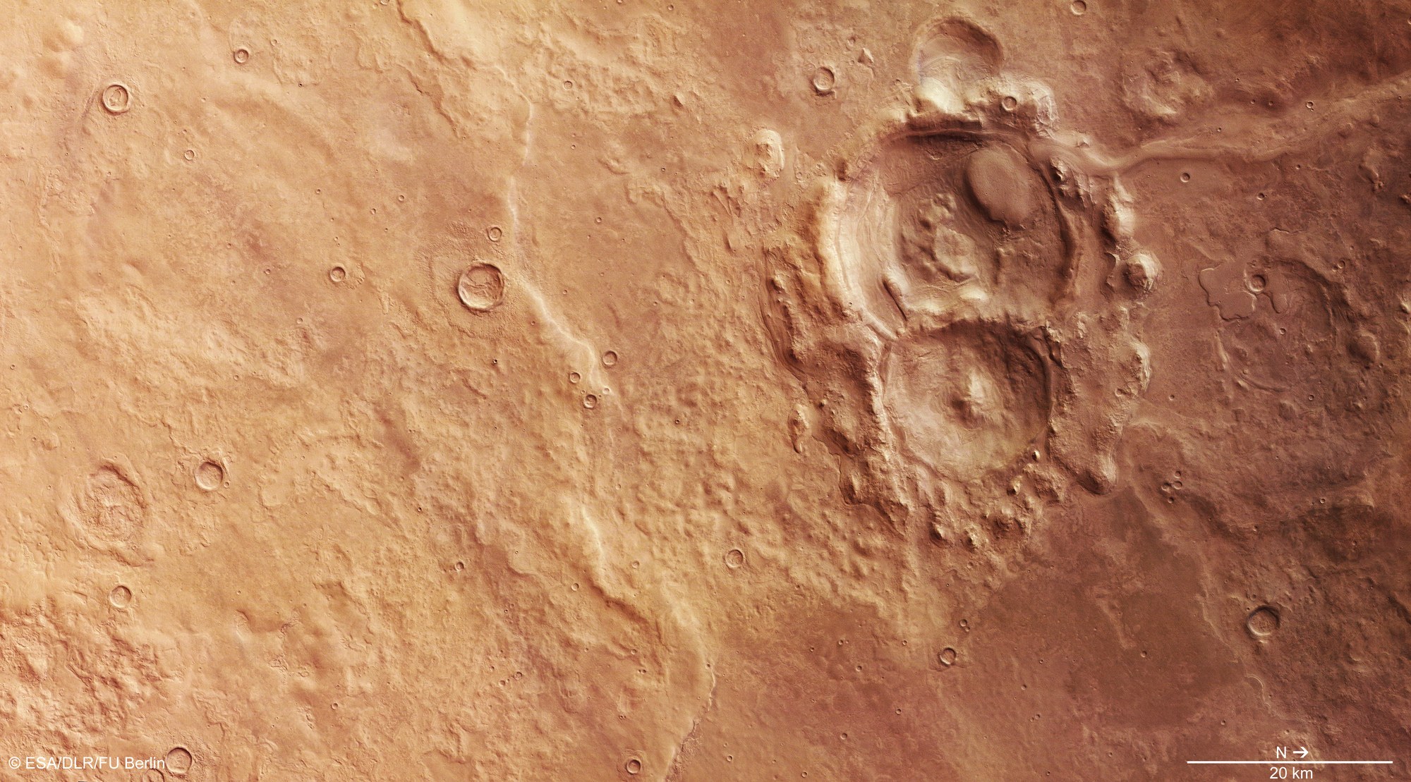 Colour plan view of the northwest of Hellas Planitia