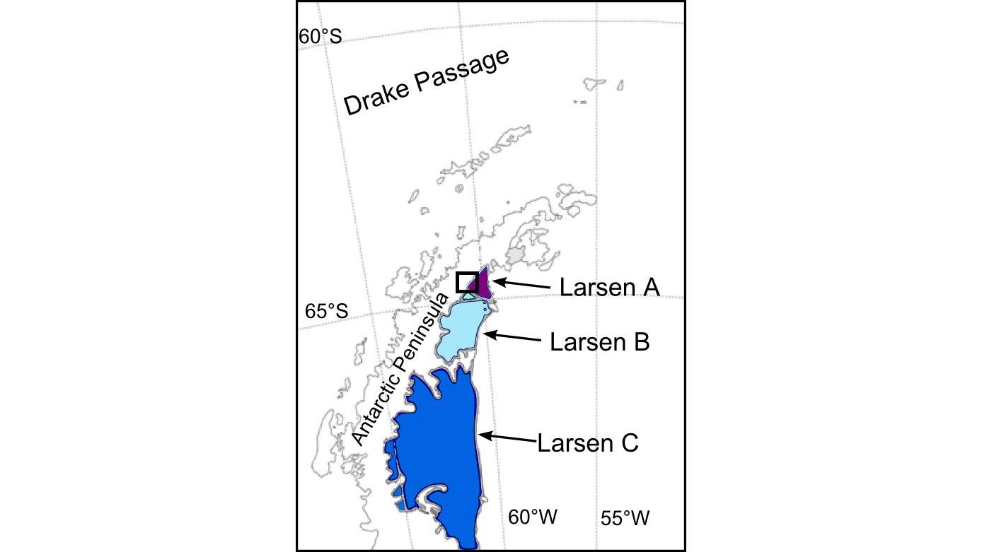 Location of the Larsen ice shelves