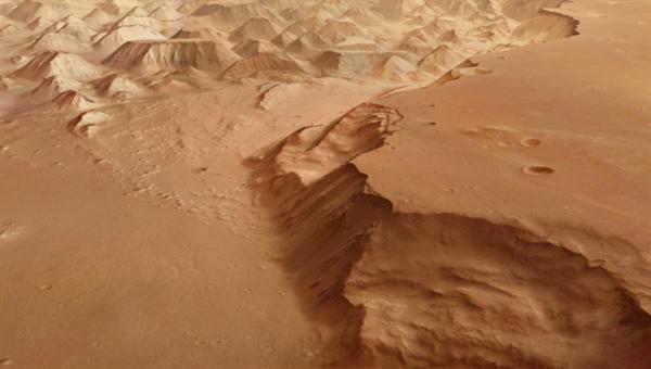 Animation: Flug über Hydraotes Chaos auf dem Mars