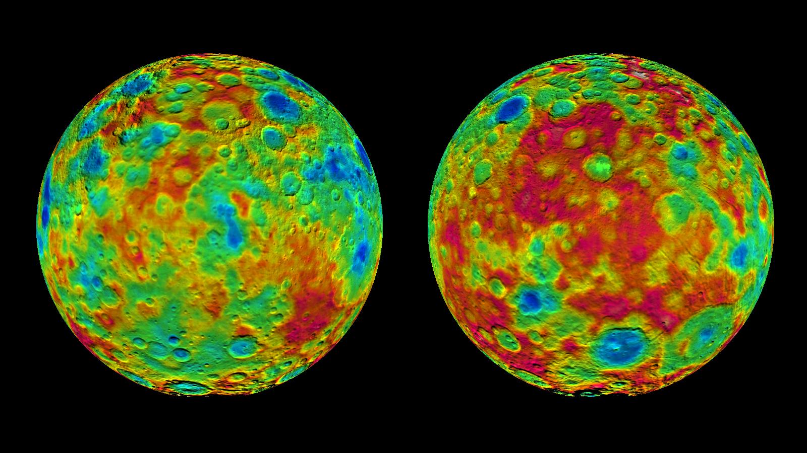 Eastern and western hemisphere of Ceres