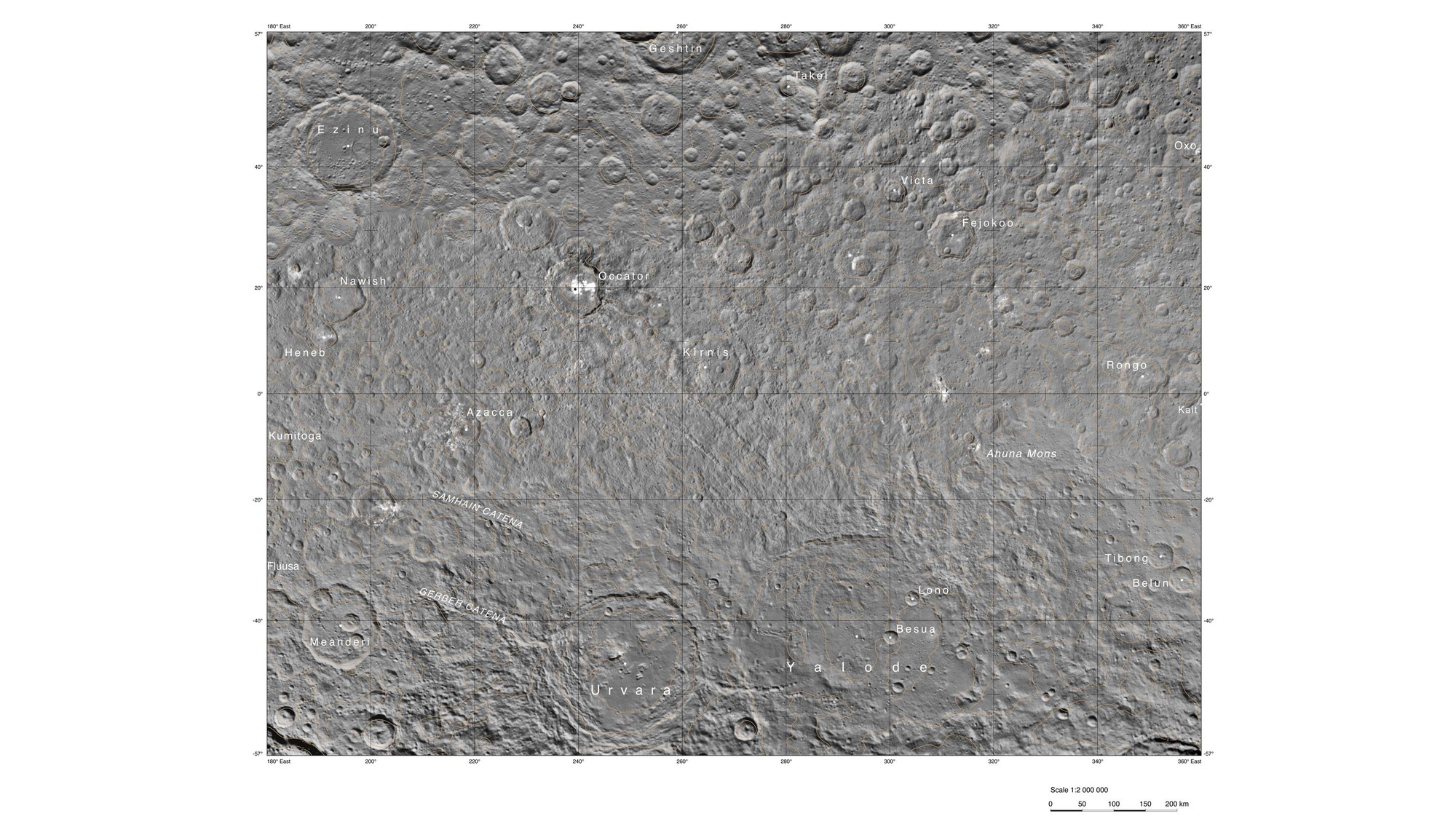 Occator region on the dwarf planet Ceres