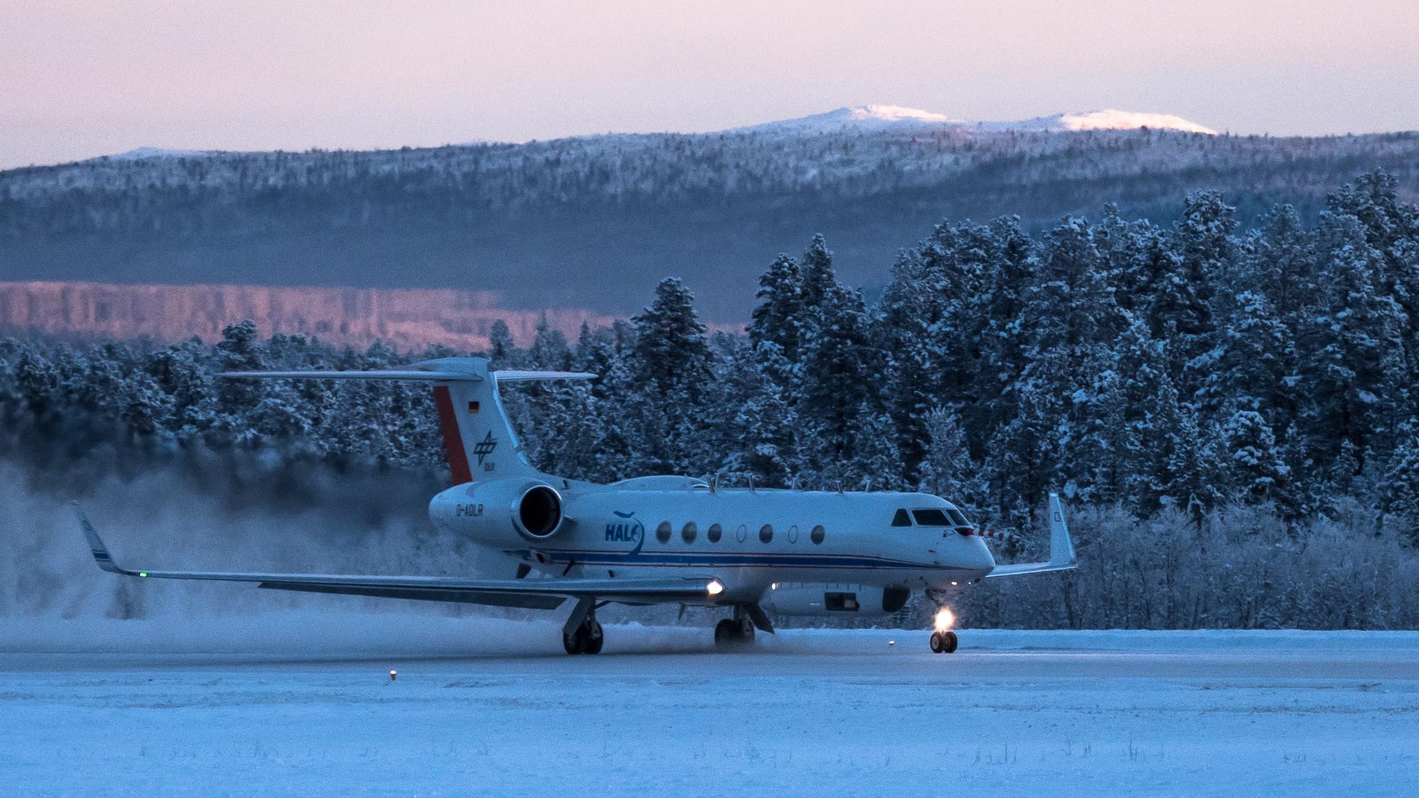 HALO research aircraft during landing
